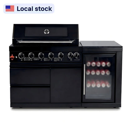 US Overseas Warehouse 2026 Hot Sale Premium Customized Modern Outdoor Kitchen Island BBQ Grills Cabinet With Fridge