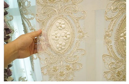 2025 Custom Curtain New Modern Luxury European Thick Velvet Embroidery Yarn Cloth Blackout Curtain for Living Room Bedroom