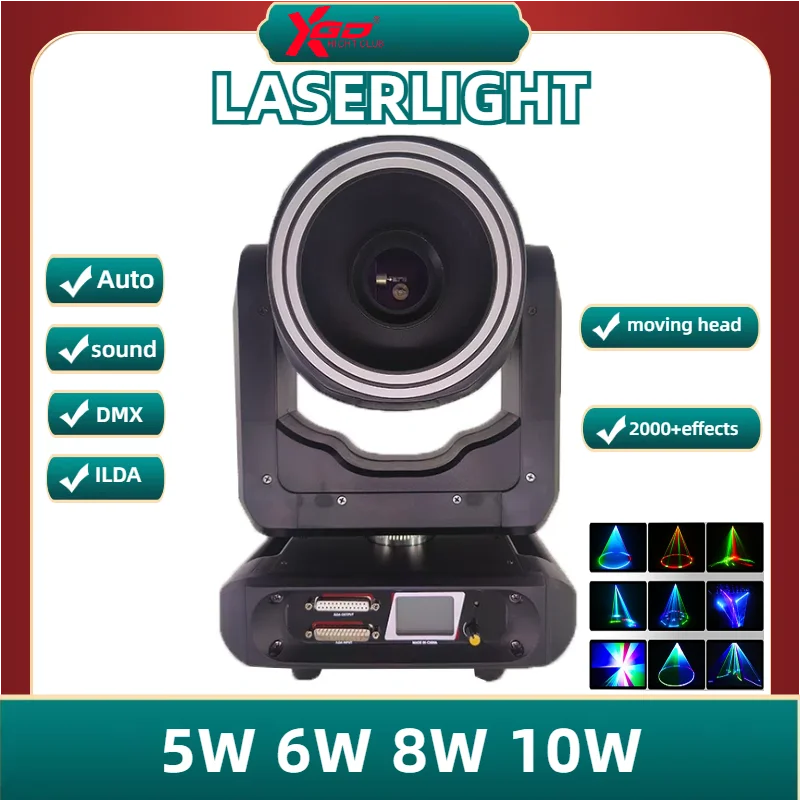 8W RGB Laser Light Professional Stage Moving Head Lasers  System With DMX and ILDA for Wedding Ceremony Night Club