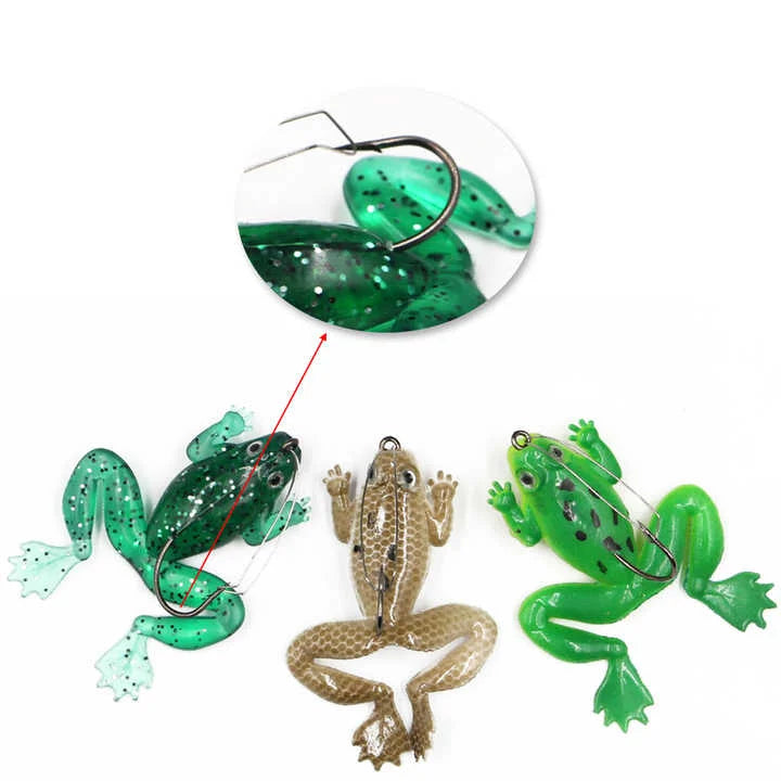 Selco Hot Sale Rubber Frog Bait With Single Hook Artificial Fishing Gear Accessories