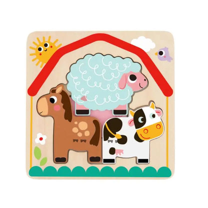 2024 New Kids Wooden Toys Multi-layered Farm Puzzle Games Toys for Children