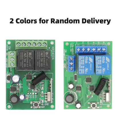 433Mhz RF Remote Control Circuit Universal Wireless Switch DC 5V 12V 24V 2CH rf Relay Receiver and Keyfob Transmitter for Garage