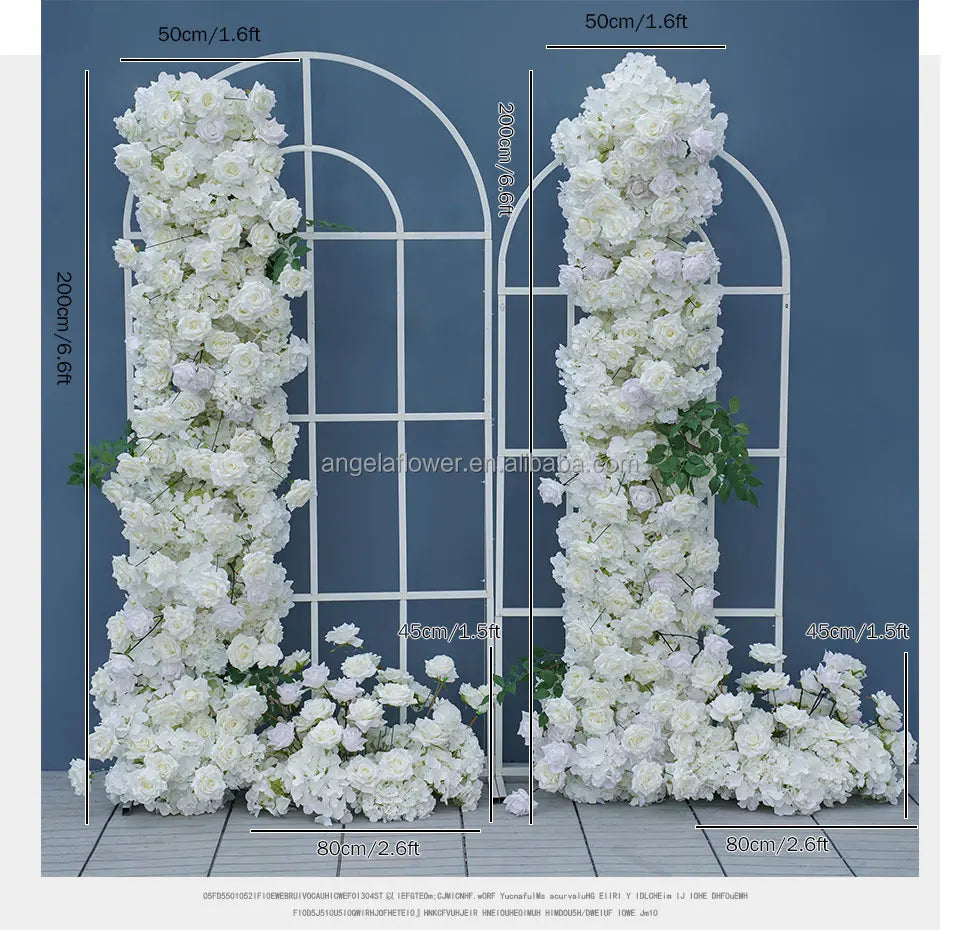 S-A8147 White Rose Hydrangea Floral Arrangement Sofa Table Runner Floor Flower