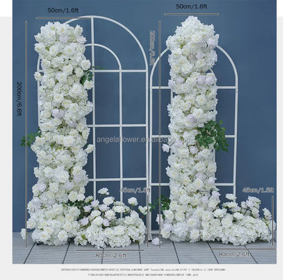 S-A8147 White Rose Hydrangea Floral Arrangement Sofa Table Runner Floor Flower