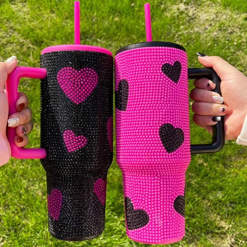 Us Warehouse 40 OZ Sparkle Rhinestone Rust Resistant Travel Mug Silicone Boots 40OZ Tumbler for Home Office Outdoor Daily Use