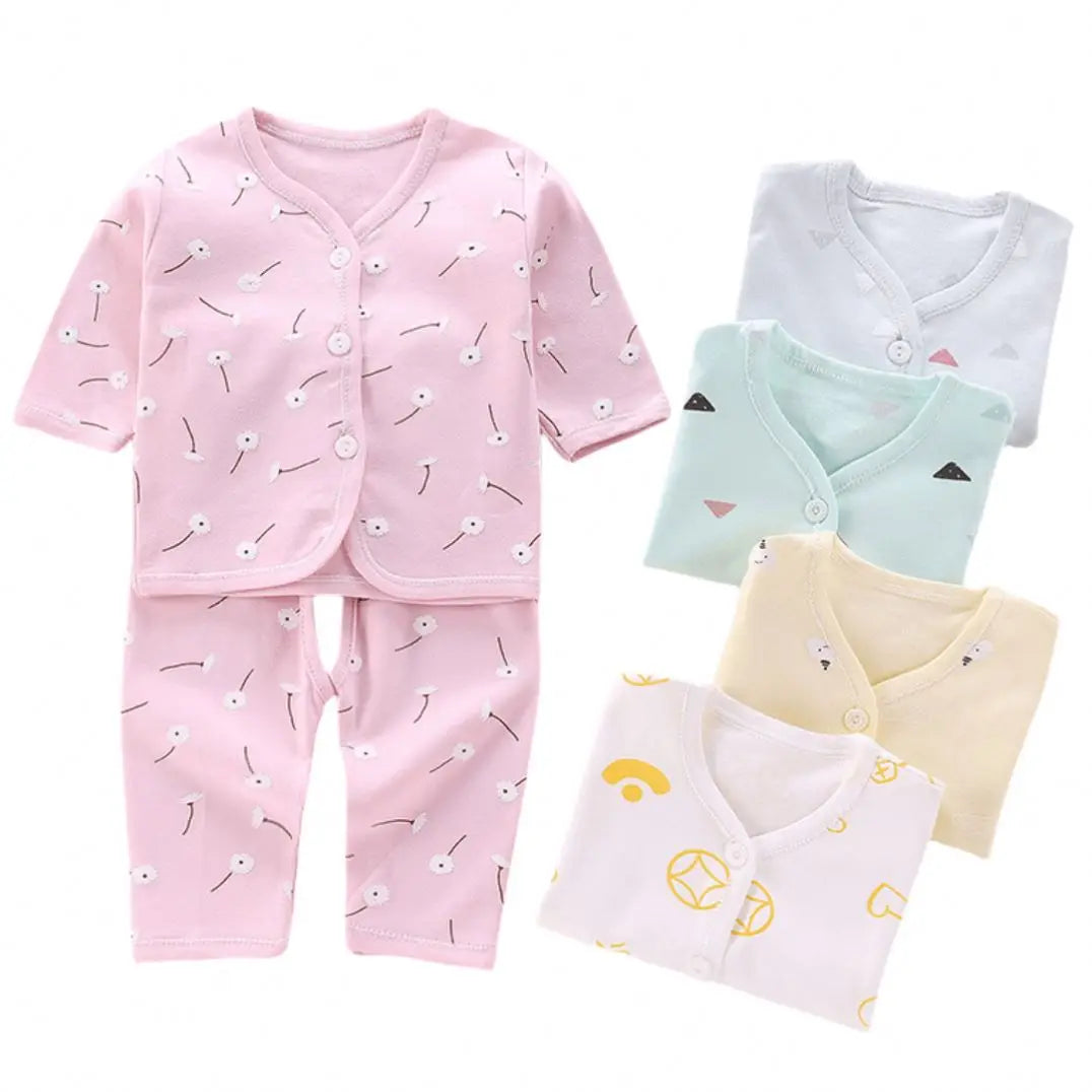Newborn Children Thickened Warm Cotton Clothes Baby Tie Underwear Monk Suit Spring Fall and Winter Two-Piece Set