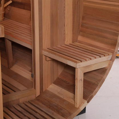 Outdoor Garden Red Cedar Solid Wood Barrel Steam Sauna with Electric Oven for 6 People