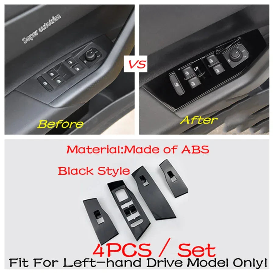 Center Control Gear Shift Panel Inner Door Armrest Handle Cover Trim Black Fit For VW Volkswagen Polo 2019 - 2023 Accessories