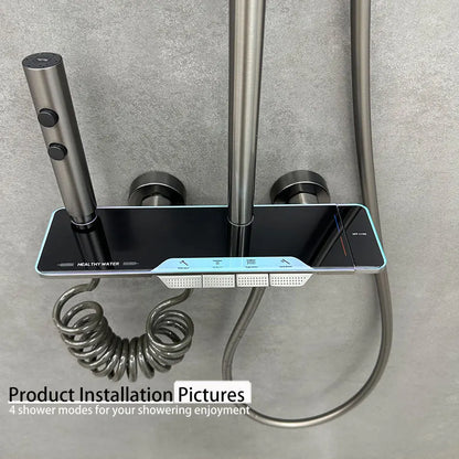 With Brass Piano Keys 4 Mode Faucet and Shower Rod Extension for Hotel, Home Bathrooms.stainless Faucet 12 Inch Shower Head