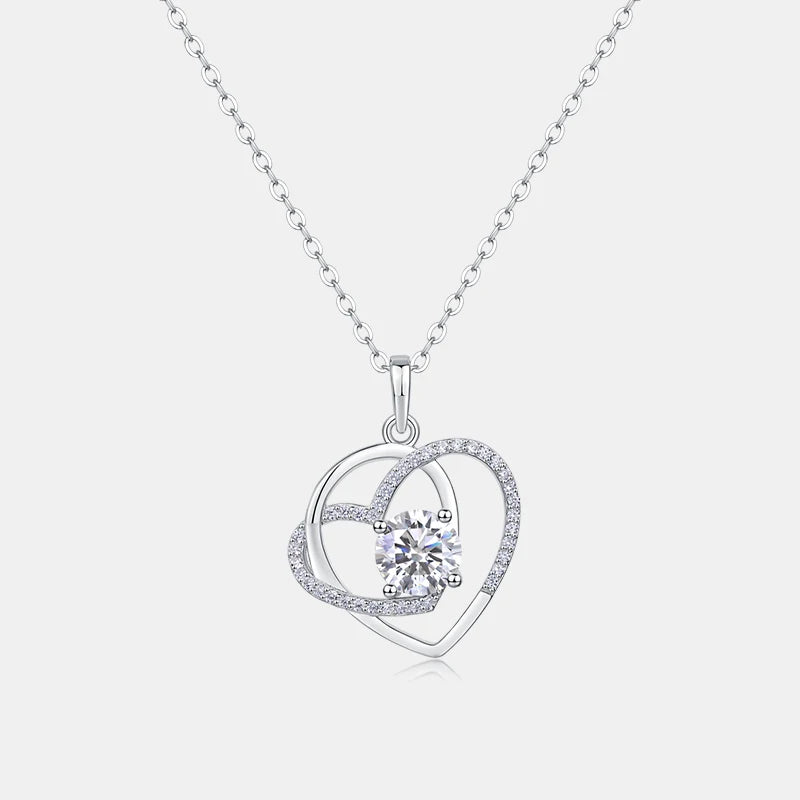 Jewelry Direct Factory Sterling Silver Heart Pendants Simple Design Gold Plated Charm for Women Moissanite Heart Shape Necklace