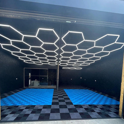 Waterproof 6500K Hexagonal LED Light Ceiling Car Detailing Aluminum Housing Car Showroom Garage Honeycomb Wall Light