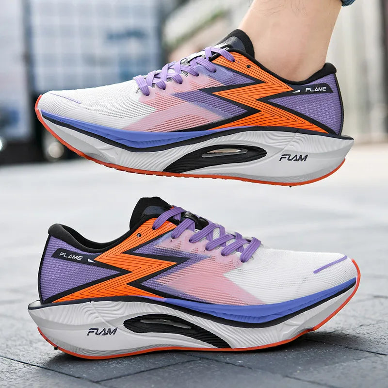 Latest Brand Logo Custom Carbon Fiber Flame Men Casual Sports Shoes Blank Mesh Breathable Women Fashion Running Walking Sneakers