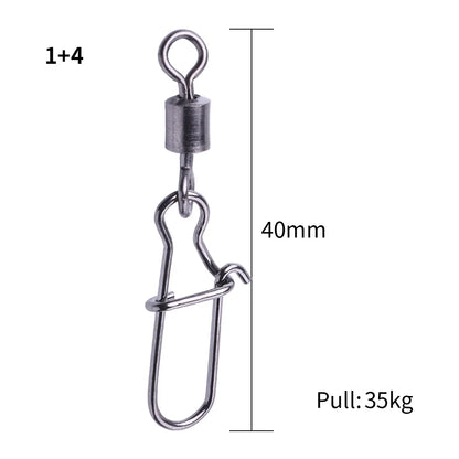 50pcs/bag High Strength Fishing Snap Swivels Ball Bearing Swivels Group Stainless Fishing Accessories