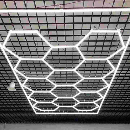 Waterproof 6500K Hexagonal LED Light Ceiling Car Detailing Aluminum Housing Car Showroom Garage Honeycomb Wall Light