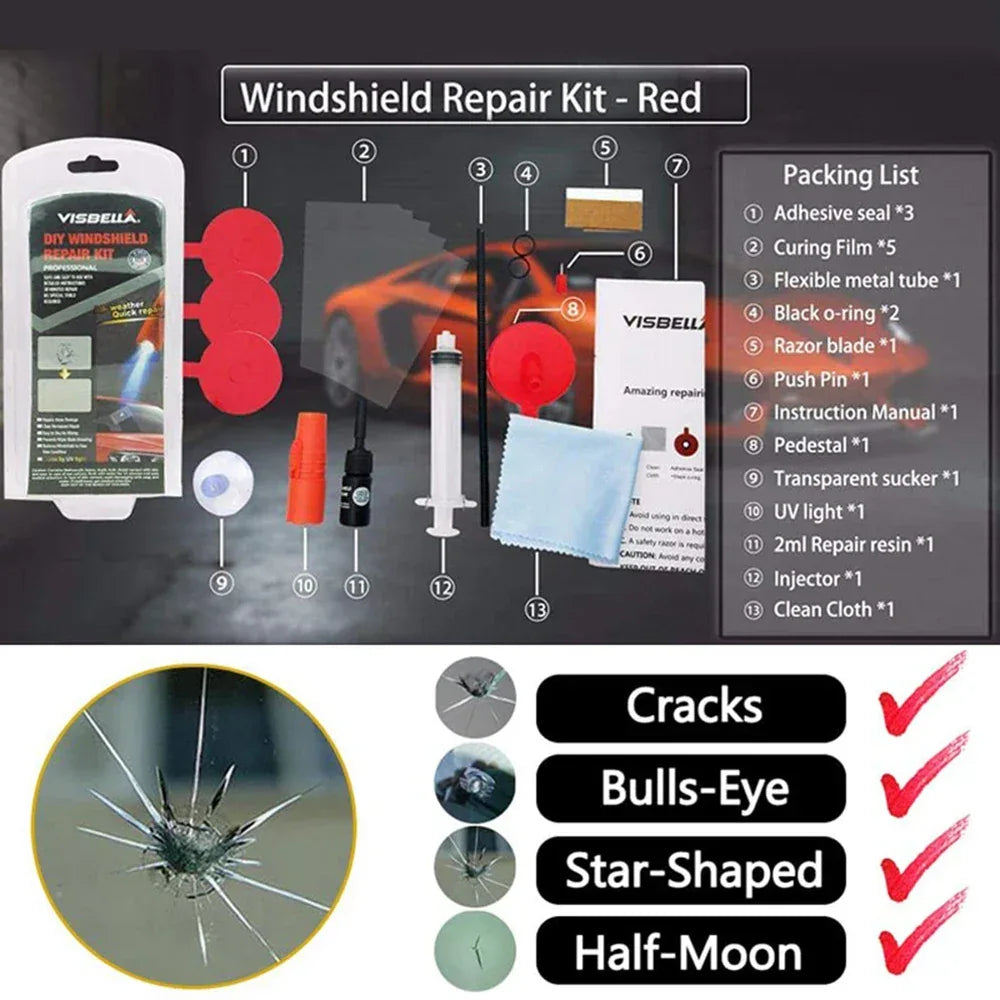 Car Windshield Repair Kit DIY Window Repair Tool Windscreen Glass Scratch Crack Restore Renewal Window Screen Polishing