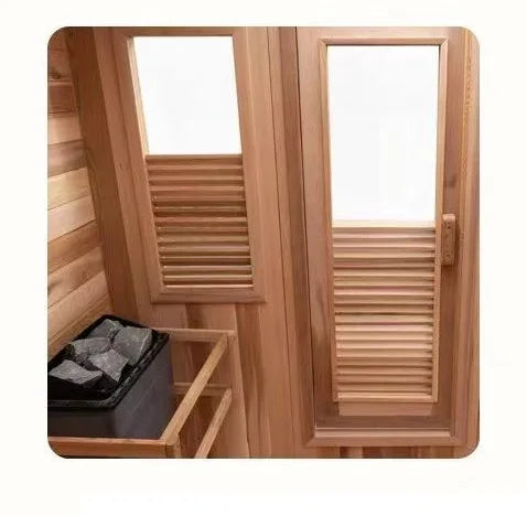 Best Seller Electric Outdoor Infrared Sauna Room Traditional Red Cedar Hemlock Solid Wood 2-Person Capacity Stove Villa