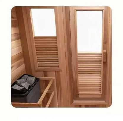 Best Seller Electric Outdoor Infrared Sauna Room Traditional Red Cedar Hemlock Solid Wood 2-Person Capacity Stove Villa