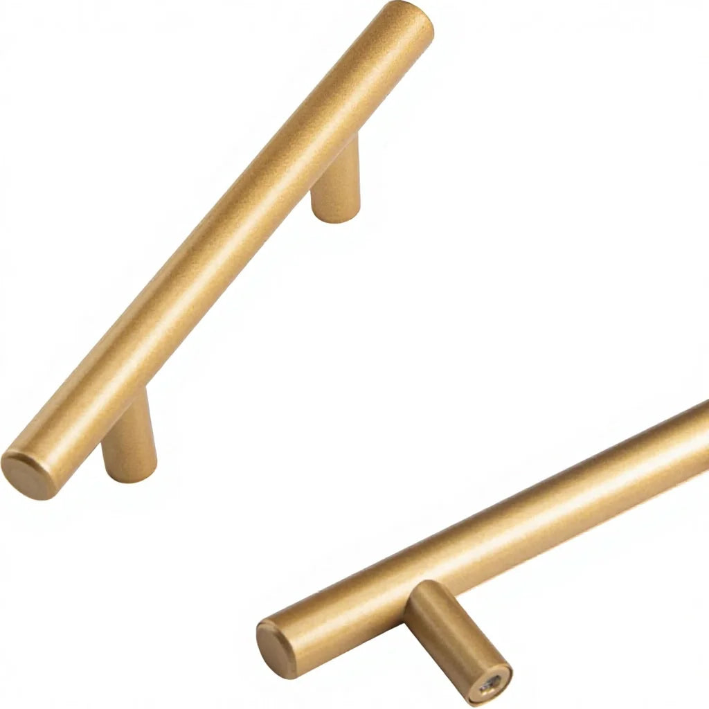 LiLong Hardware 10 Pack Hollow Stainless Steel Cupboard Handles 5 Inch (128mm) Kitchen Drawer Pulls 3'' Hole Center Gold Made