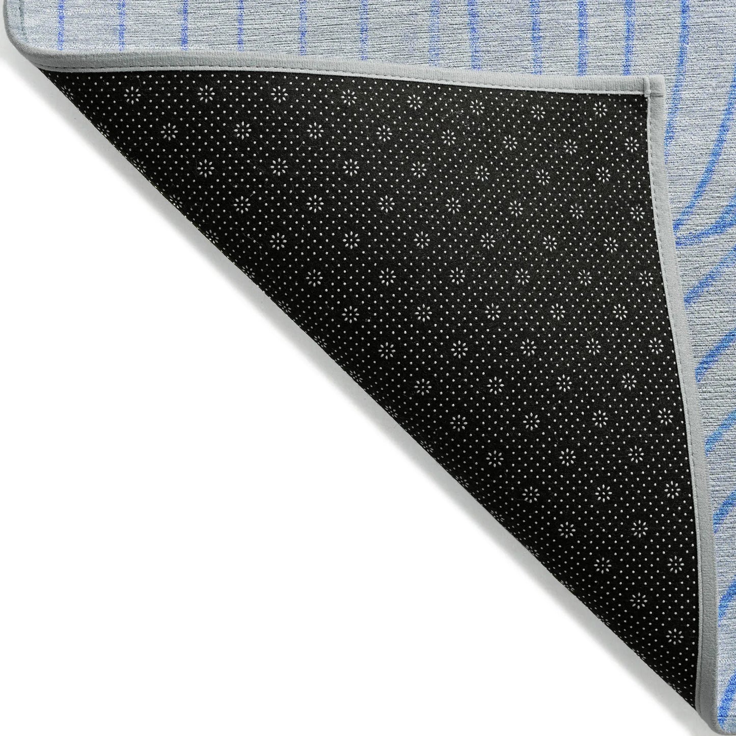 HMS 8' X 10' Abstract Indoor Outdoor Area Rug Blue and Silver Washable Carpet