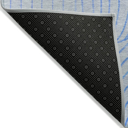 HMS 8' X 10' Abstract Indoor Outdoor Area Rug Blue and Silver Washable Carpet