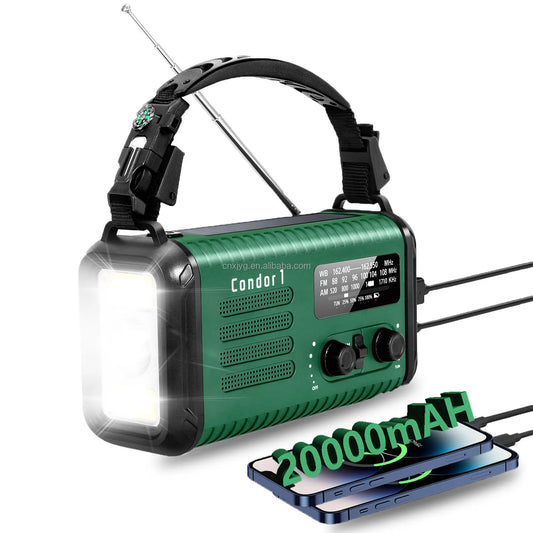 20000mAh Crank Radio, Emergency Radio, Solar Radio, NOAA/AM/FM Weather Radio, Torch & LED Reading Light, SOS Alarm, Compass by PDG ibma