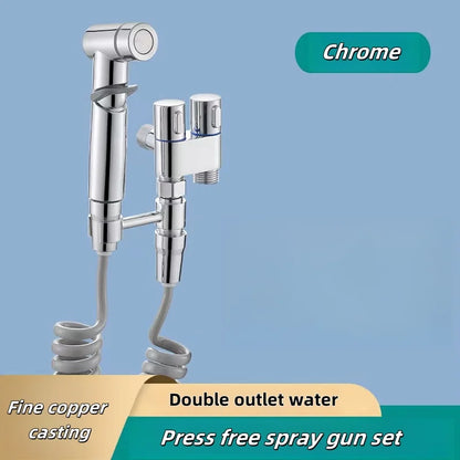 Hot Sale Portable Toilet Sprayer Bathroom Bidet Sprayer Set High Pressure Double Outlet Corner Cleaning Toilet Set
