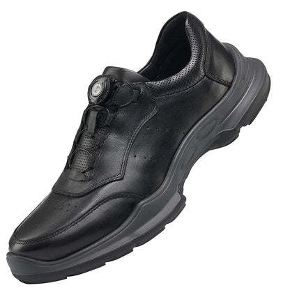 Men's Genuine Leather Casual Shoes Round Toe Lace-up Light Weight Spring Rubber Outsole EVA Midsole Mesh Lining