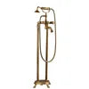 Freestanding Floor Mounted Shower Bathtub Faucet with Dual Handle Brass Construction Modern Design Hotel Use Bronze Finish