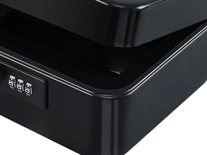 AJF Black Cold Rolled Steel Cash Safe Box Combination Lock Secure 7.87"x6.30"x3.54" Money Tray for Indoor/Outdoor Use Model
