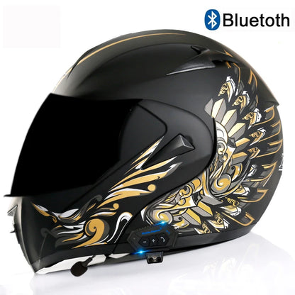 Carbon Fiber Pattern Electric Scooter Motorcycle Blueto0th Wireless Headphone Speaker Open Face Double Lens Full Face Helmets