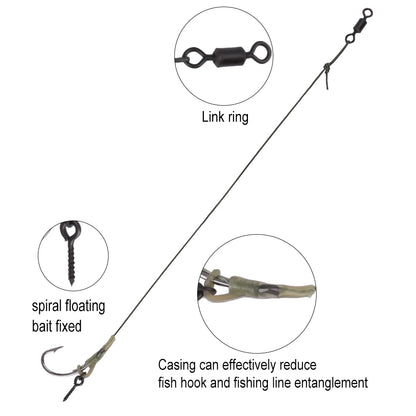 FTK Carp Fishing Hair Rigs Braided Line Thread Steel Hook Rigs Fishing Terminal Tackle