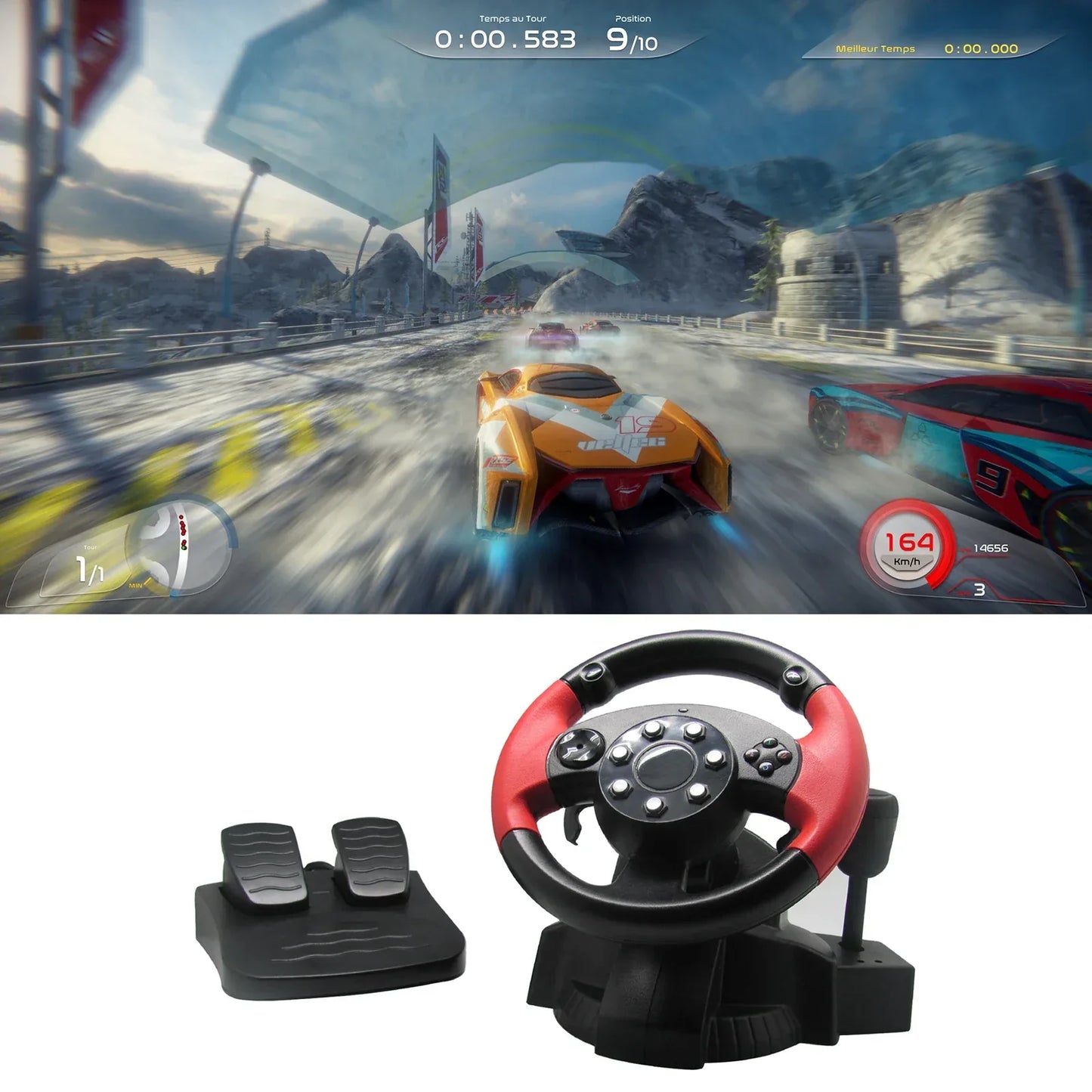 Racing Steering Wheel For PS3 / PS2 Game Steering Wheel PC Vibration Remote Controller Wheels Drive For PC