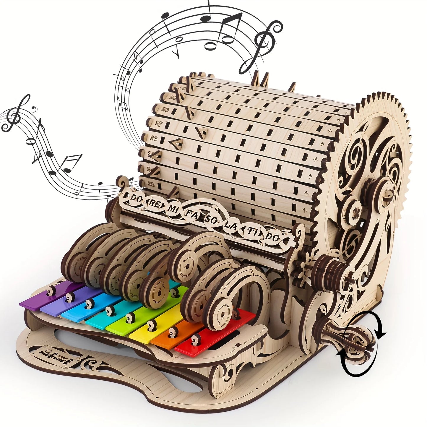 3D Wooden Puzzle Kit Piano Musical Mechanical Music Box Model Wooden Xylophone Toy for Adults & Teens Christmas Birthday Gift