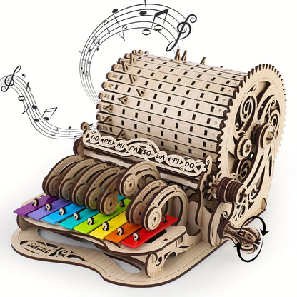 3D Wooden Puzzle Kit Piano Musical Mechanical Music Box Model Wooden Xylophone Toy for Adults & Teens Christmas Birthday Gift