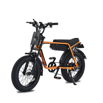 20-Inch Fat Tire Rear Hub Motor 750W Electric City Bike for 2 People with Foot Pegs-Snow & Beach Retro Style