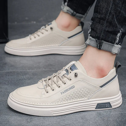 Men's New Fashion White Thin Board Shoes Casual Breathable Walking Style Shoes