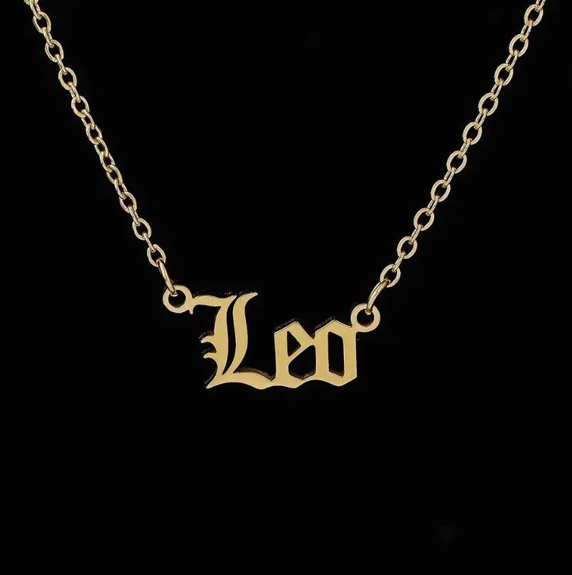Stainless Steel 12 Zodiac Constellation Necklaces Letter Aquarius Aries Gemini Pisces Leo Sagittarius Pendant Necklace for Women