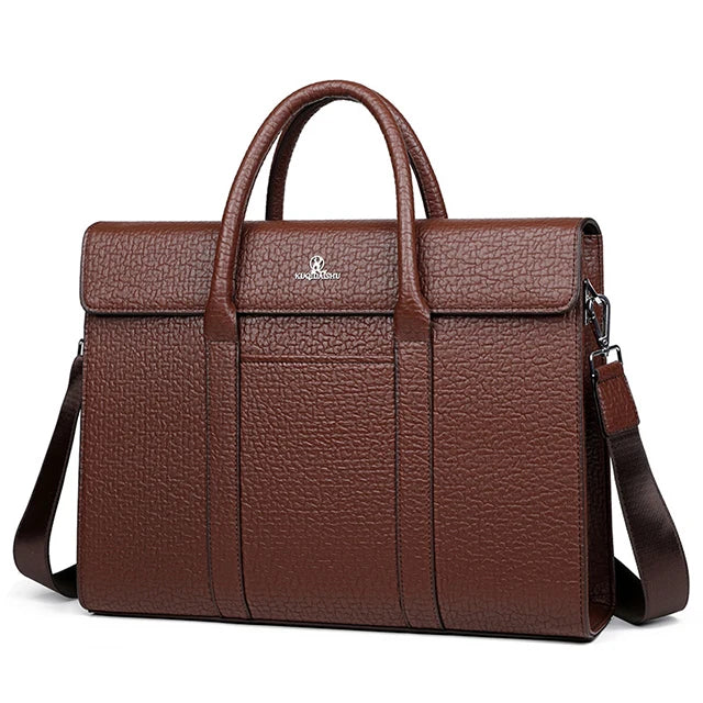 New Style OEM Men's High Quality Business Briefcase PU Leather Computer Soft Bag Single Shoulder Messenger