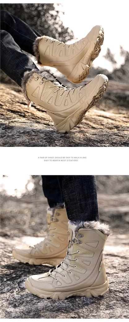 Winter Waterproof Men Boots Plush Super Warm Snow Boots Men Sneakers Ankle Boots Outdoor Men's Desert Boots Botas Hombre