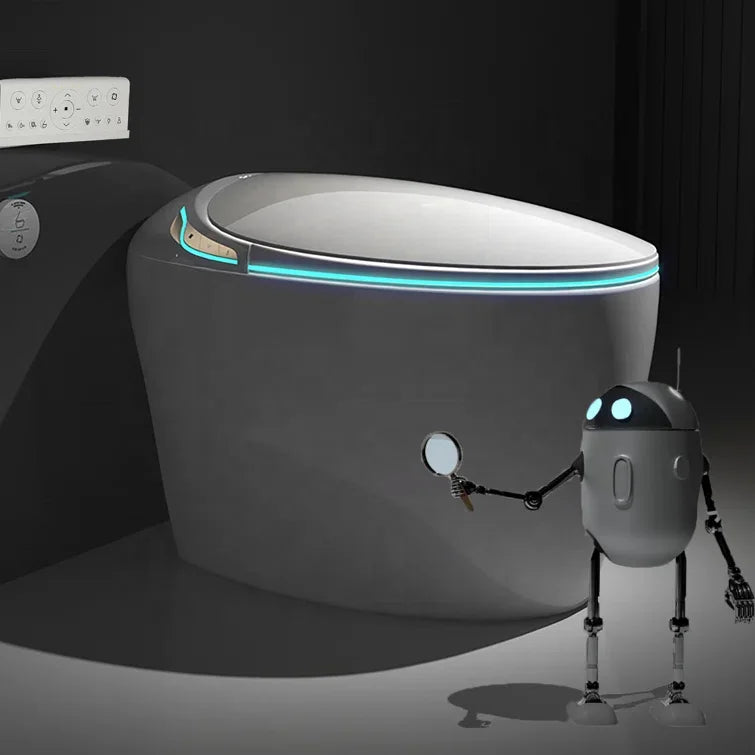 Intelligent Egg-Shaped Smart Toilet for Home Use Full-Automatic Flip Foam Shield Siphon Type Sterilization Instant Hot P-Trap