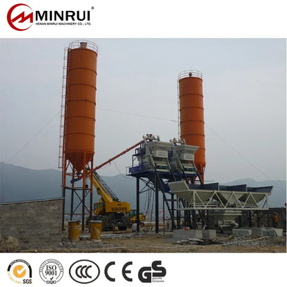 HZS50 Hopper Scale Efficient Concrete Batching Plant Core Components Including Pump Motor PLC Bearing Gearbox PLD1600 Quality