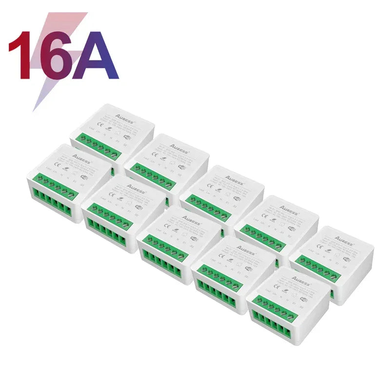 AUBESS Tuya WiFi Smart Switch 16A DIY Breaker Relay Module Smart Home Smart Life App 2 Way Remote Control Via Alexa Google Home