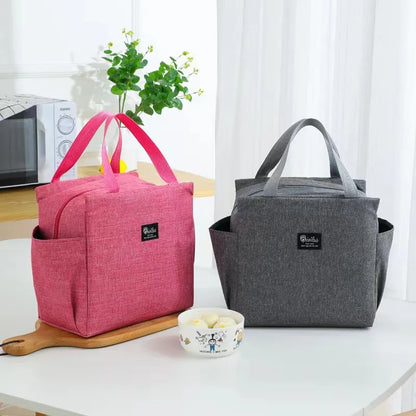 Double Pocket Insulated Bento Portable Cooler Bag Ice Pack Lunch Box Insulation Package Insulated Thermal Food Picnic Bags