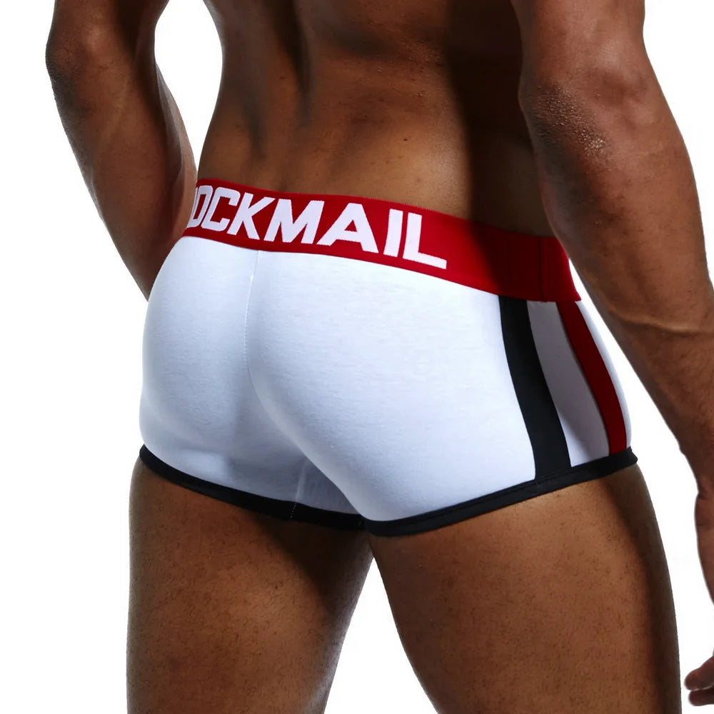Hip Lift Butt Enhancement Low-Rise Knitted Boxer Briefs Soft Breathable Cotton Daily Casual Removable Front Padding Men's Waist