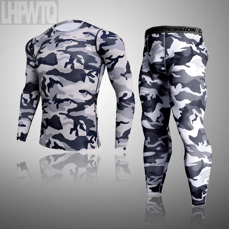 Men's Thermal Underwear Set MMA Tactics Leggings Solid Color Costume Compress Fitness Long Johns Men Winter Brands  Men