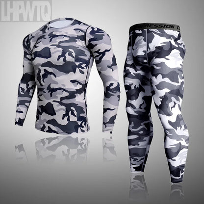 Men's Thermal Underwear Set MMA Tactics Leggings Solid Color Costume Compress Fitness Long Johns Men Winter Brands  Men