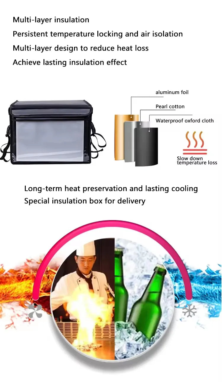 Wholesale Large Capacity Thermal Fast Food Insulated Backpack Hot Pizza Lunch Takeaway Cooler Food Delivery Bag for Bike