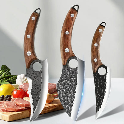 3 PCS Kitchen Knives Set Meat Cleaver Chef Knife Set Chopping & Slicing & Boning Japanese Knife Heavy-Duty  Butcher Knife