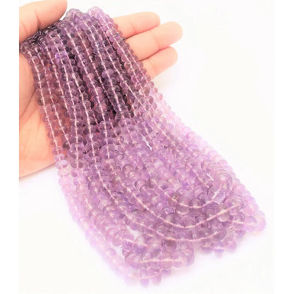 Natural Pink Amethyst Smooth Rondelle Gemstone Beads 16" Length 5 10mm AAA Quality Handmade Jewelry Making Craft