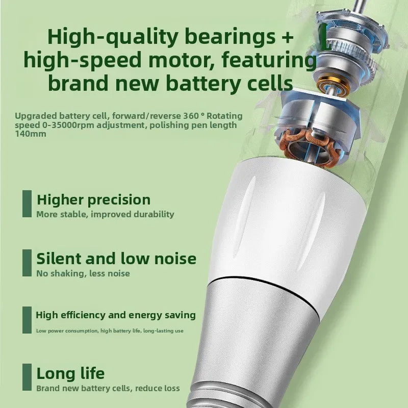 35000 Rpm 5000 MAh Battery Professional Nail Nail Removal Machine Polishing Portable Electric Nail File with Grinding Head